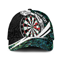 Personalized NZ Darts Classic Cap Paua Shell Maori Koru Whakairo LT07