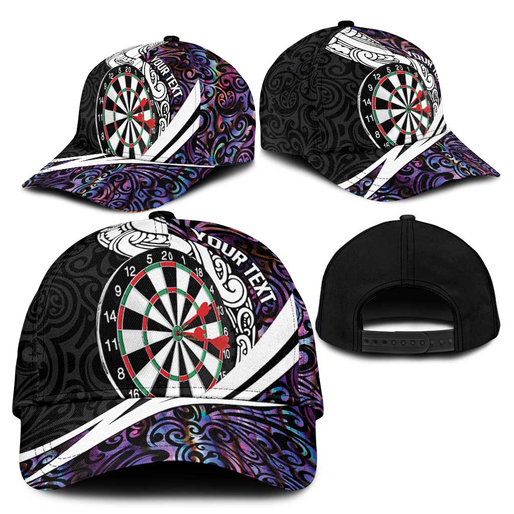 Personalized NZ Darts Classic Cap Paua Shell Maori Koru Whakairo - Purple LT07