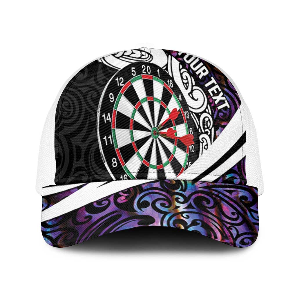 Personalized NZ Darts Mesh Trucker Cap Paua Shell Maori Koru Whakairo - Purple - Polynesian Pride