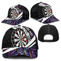 Personalized NZ Darts Mesh Trucker Cap Paua Shell Maori Koru Whakairo - Purple - Polynesian Pride
