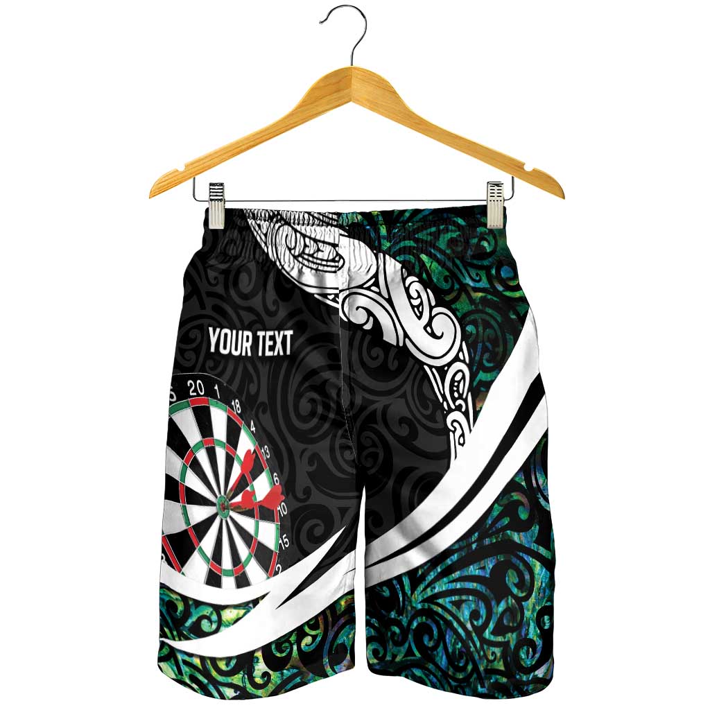 Personalized NZ Darts Shorts for Men Paua Shell Maori Koru Whakairo - Polynesian Pride