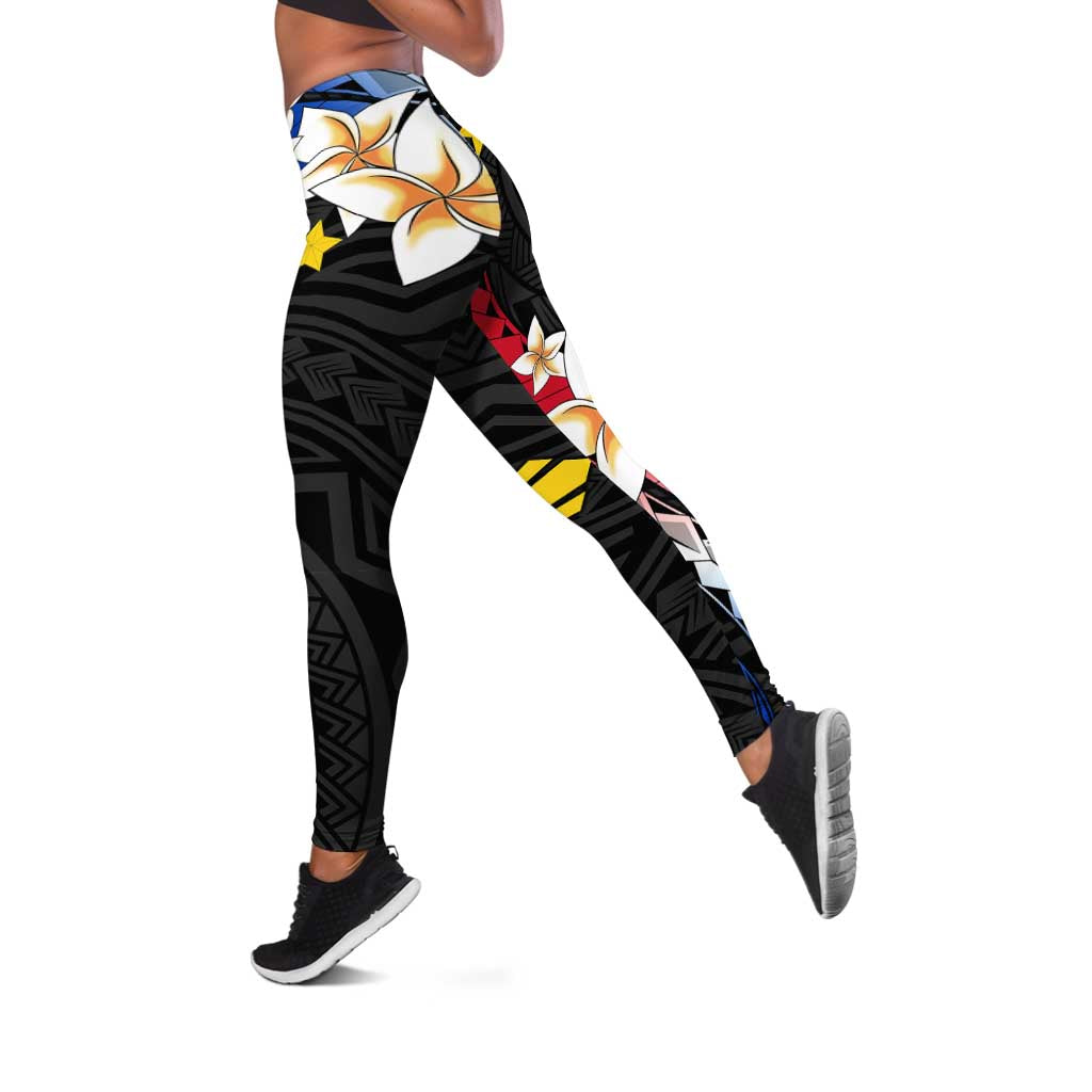 Philippines Tribal Leggings Mix Plumeria - Flag Colors