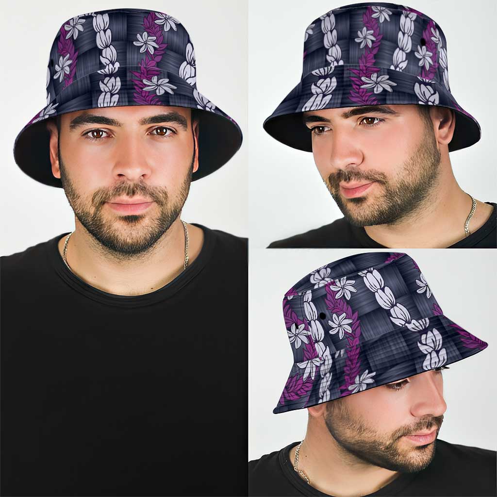 Pikake Maile Tiare Lei Bucket Hat Poni Lauhala Pattern