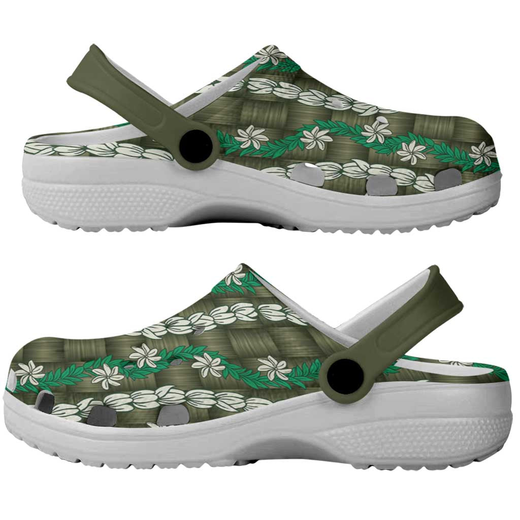 Pikake Maile Tiare Lei Clogs Shoes Omaomao Lauhala Pattern