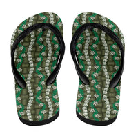 Pikake Maile Tiare Lei Flip Flops Omaomao Lauhala Pattern