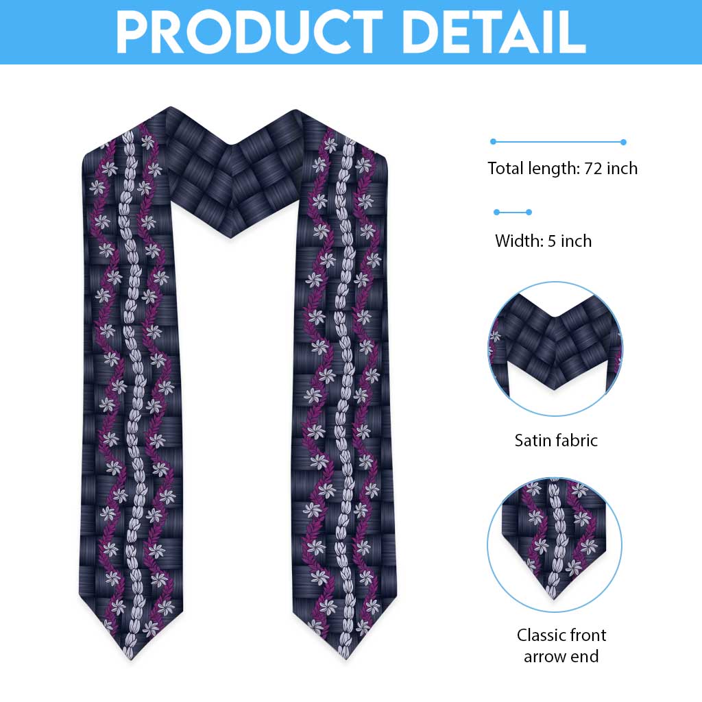 Pikake Maile Tiare Lei Graduation Stole Poni Lauhala Pattern
