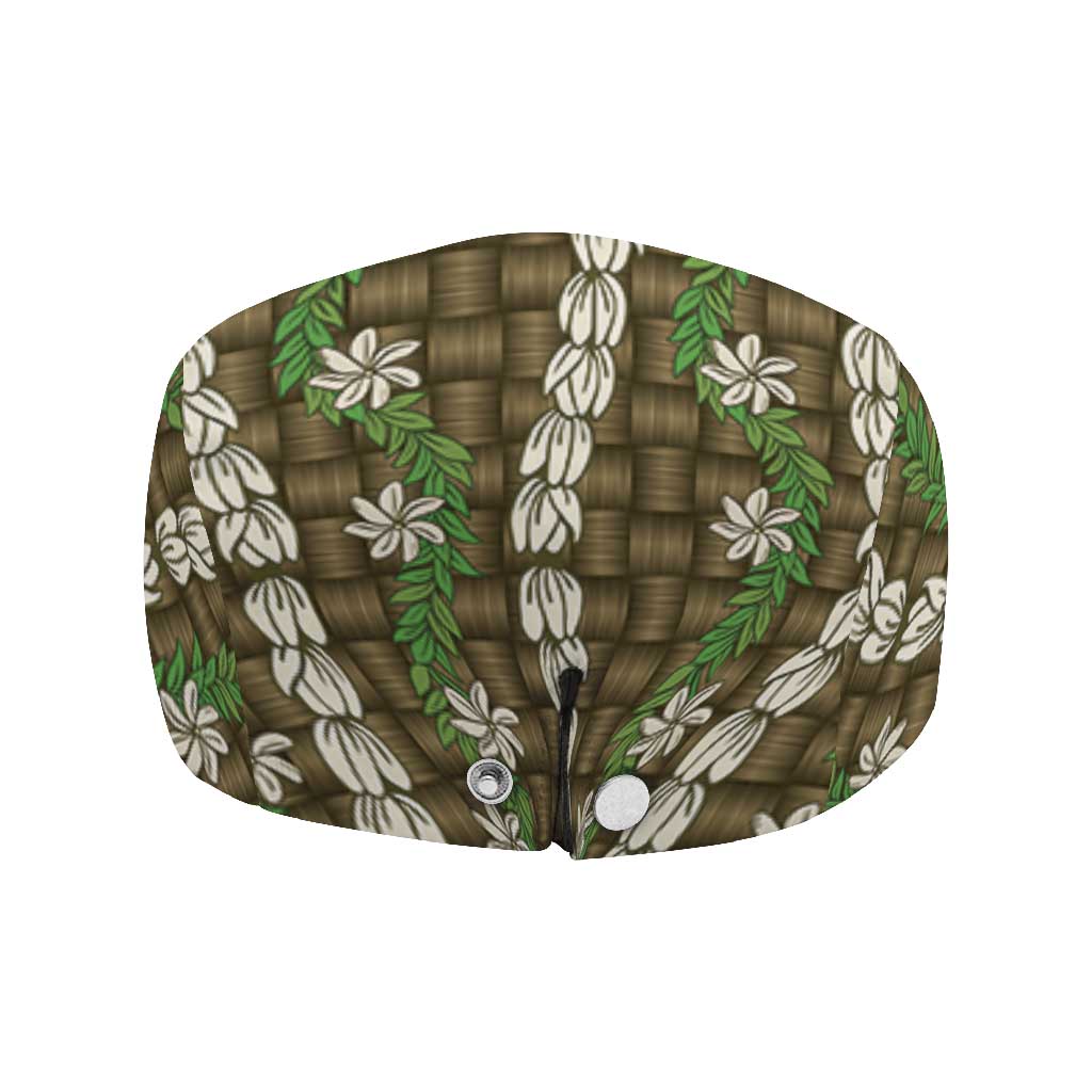 Pikake Maile Tiare Lei Jeff Hat Natural Lauhala Pattern