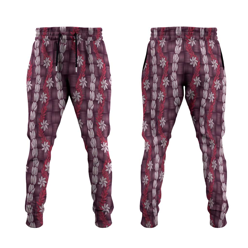 Pikake Maile Tiare Lei Jogger Pants Akala Lauhala Pattern