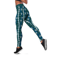 Pikake Maile Tiare Lei Leggings Polu Lauhala Pattern