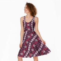 Pikake Maile Tiare Lei Midi Dress Akala Lauhala Pattern