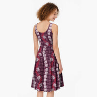 Pikake Maile Tiare Lei Midi Dress Akala Lauhala Pattern