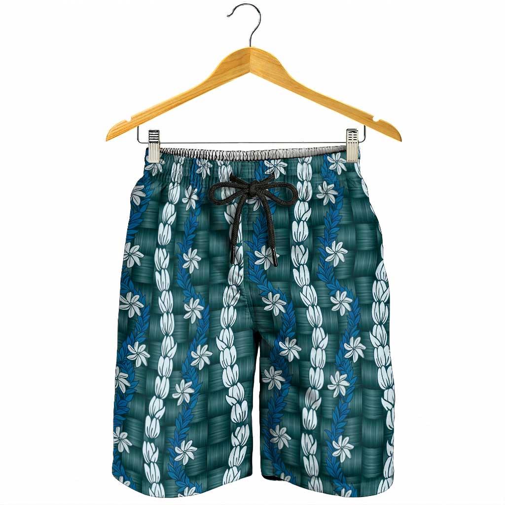 Pikake Maile Tiare Lei Shorts for Men Polu Lauhala Pattern