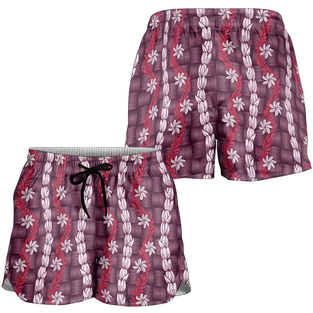 Pikake Maile Tiare Lei Shorts for Women Akala Lauhala Pattern
