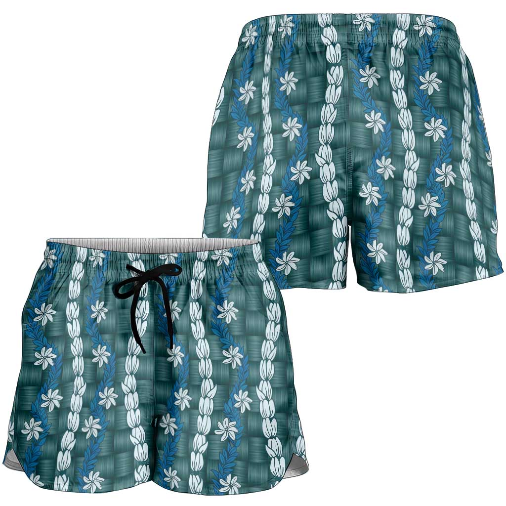 Pikake Maile Tiare Lei Shorts for Women Polu Lauhala Pattern