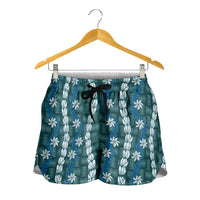 Pikake Maile Tiare Lei Shorts for Women Polu Lauhala Pattern