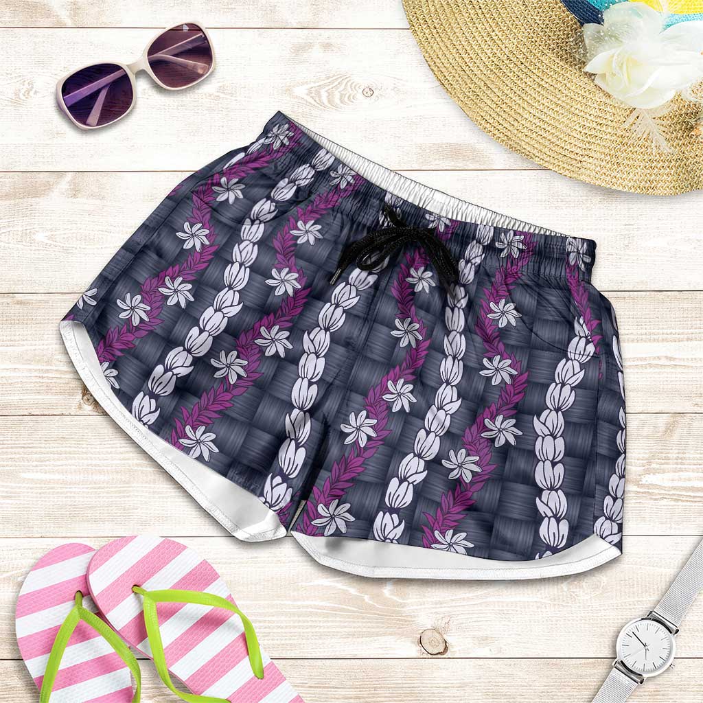 Pikake Maile Tiare Lei Shorts for Women Poni Lauhala Pattern