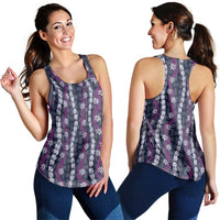Pikake Maile Tiare Lei Women Racerback Tank Poni Lauhala Pattern