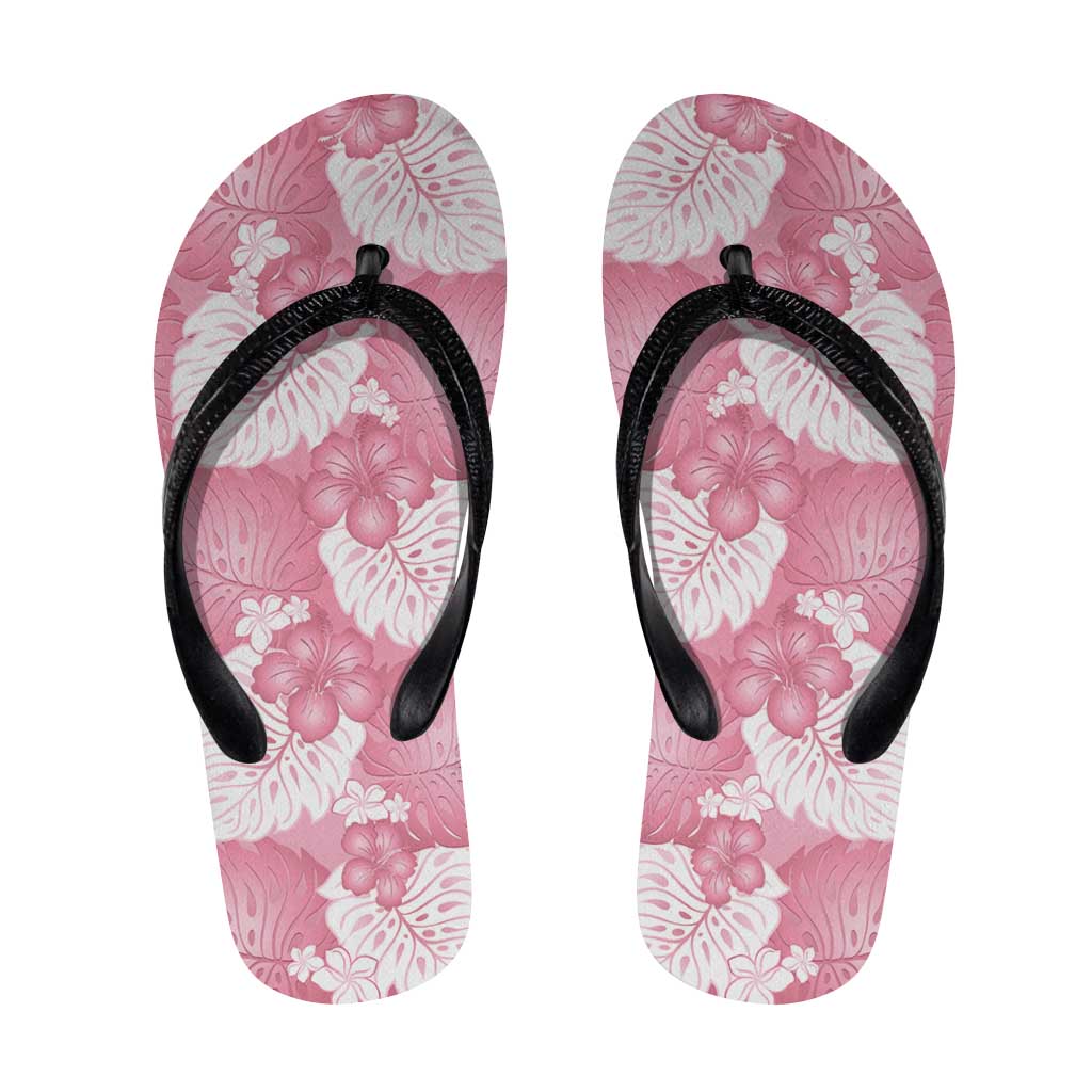Pink Aloha Hawaii Flip Flops Monstera Hibiscus Plumeria Seamless Vibes - Polynesian Pride