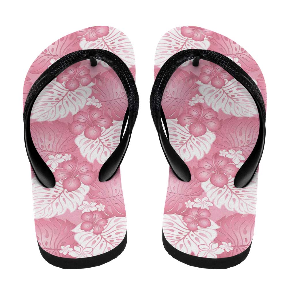 Pink Aloha Hawaii Flip Flops Monstera Hibiscus Plumeria Seamless Vibes - Polynesian Pride