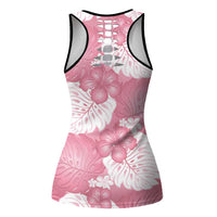 Pink Aloha Hawaii Hollow Tank Top Monstera Hibiscus Plumeria Seamless Vibes - Polynesian Pride