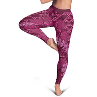 Pink Aloha Hawaii Leggings Hawaiian Kakau Ohia Lehua Lei - Polynesian Pride