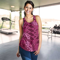 Pink Aloha Hawaii Women Racerback Tank Hawaiian Kakau Ohia Lehua Lei - Polynesian Pride