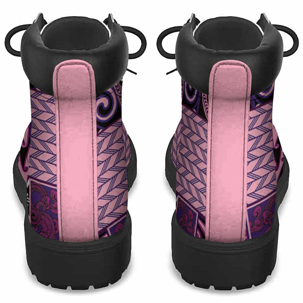 Pink Aotearoa Kowhaiwhai Pattern All Season Boots NZ Maori Quilt Style - Polynesian Pride
