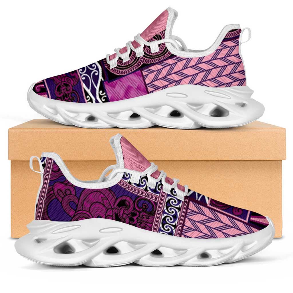 Pink Aotearoa Kowhaiwhai Pattern Clunky Sneakers NZ Maori Quilt Style - Polynesian Pride