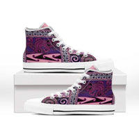Pink Aotearoa Kowhaiwhai Pattern High Top Shoes NZ Maori Quilt Style - Polynesian Pride