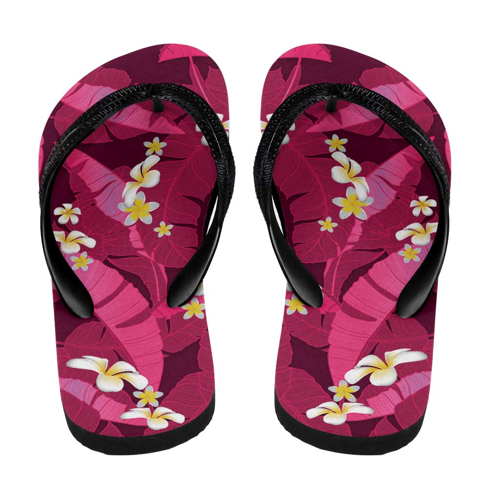 Pink Banana Leaf Hawaii Flip Flops Lau Maia Plumeria Tropical Summer Vibes