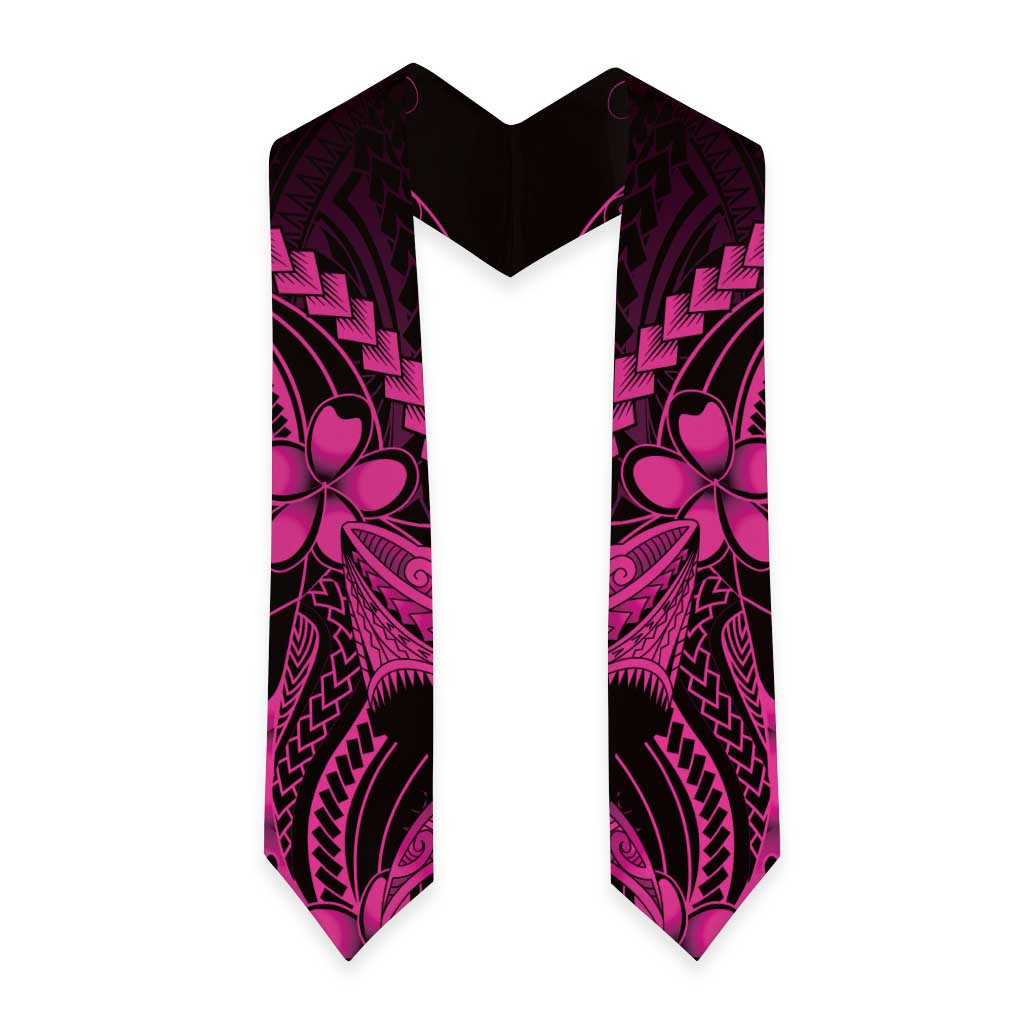 Pink Black Aloha Hawaii Graduation Stole Polynesian Shark Tattoo With Plumeria LT14 - Polynesian Pride