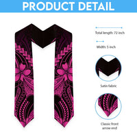 Pink Black Aloha Hawaii Graduation Stole Polynesian Shark Tattoo With Plumeria LT14 - Polynesian Pride