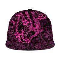 Pink Black Aloha Hawaii Snapback Cap Polynesian Shark Tattoo With Plumeria LT14 One Size Pink - Polynesian Pride