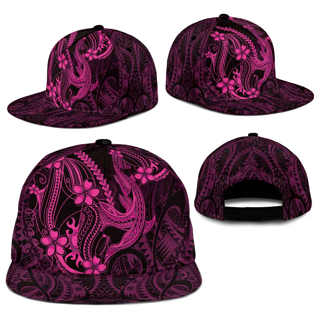 Pink Black Aloha Hawaii Snapback Cap Polynesian Shark Tattoo With Plumeria LT14 - Polynesian Pride