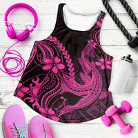 Pink Black Aloha Hawaii Women Racerback Tank Polynesian Shark Tattoo With Plumeria LT14 Pink - Polynesian Pride
