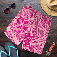 Pink Gradient Polynesia Shorts for Men Hawaiian Tribal Hammerhead Shark Tattoo - Polynesian Pride