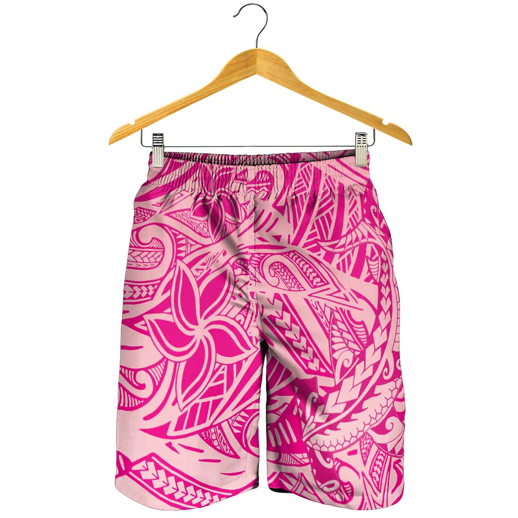 Pink Gradient Polynesia Shorts for Men Hawaiian Tribal Hammerhead Shark Tattoo - Polynesian Pride