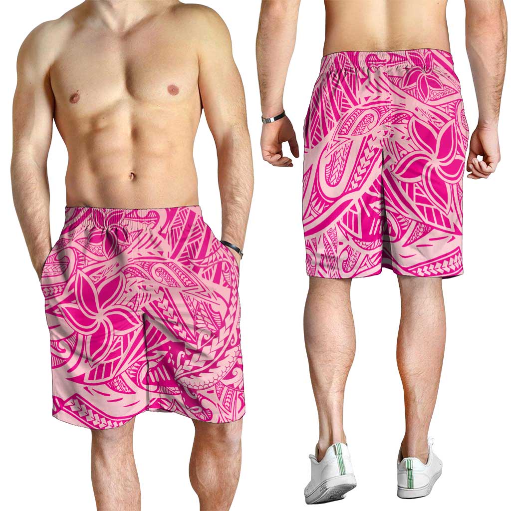 Pink Gradient Polynesia Shorts for Men Hawaiian Tribal Hammerhead Shark Tattoo - Polynesian Pride