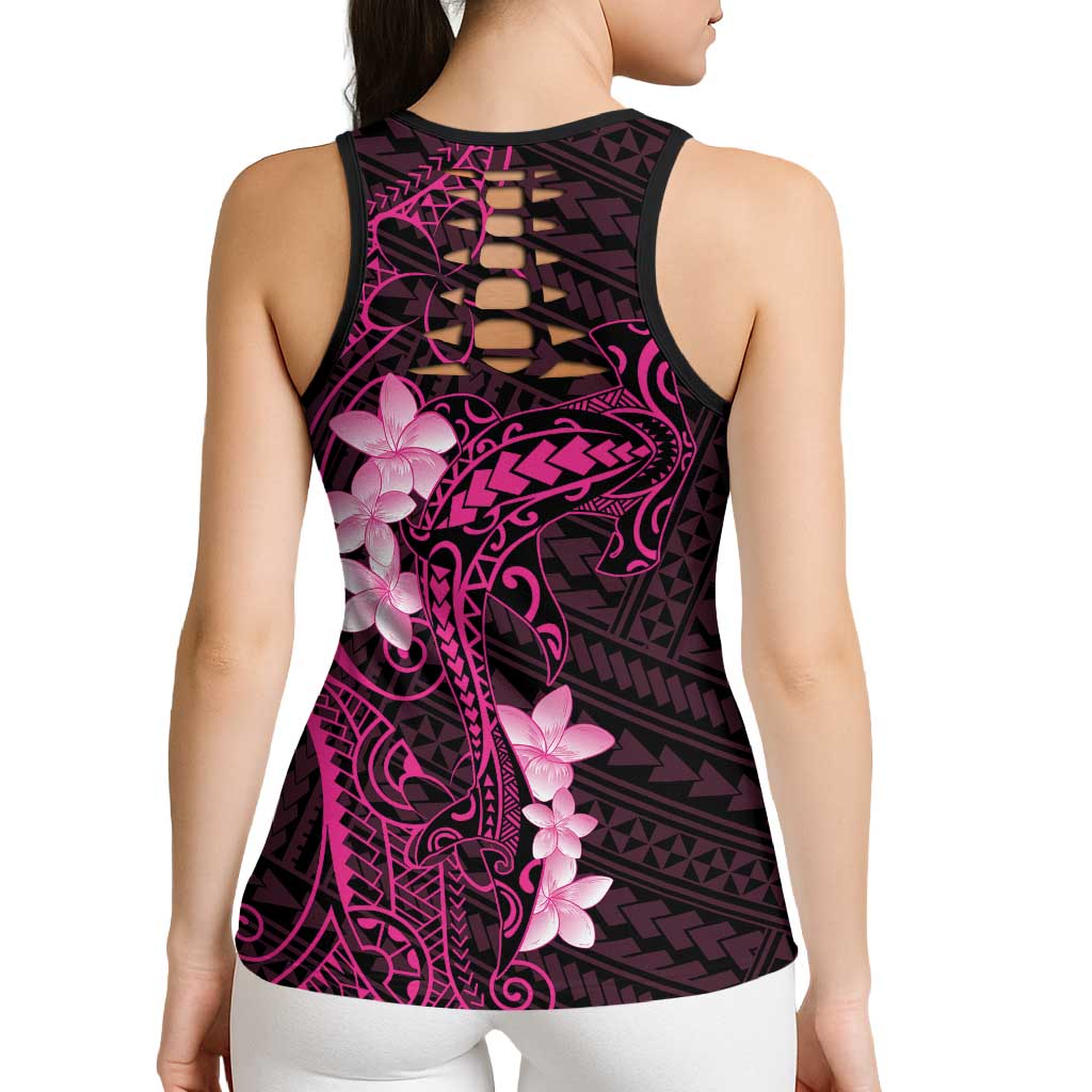Pink Hawaii Hollow Tank Top Hammerhead Shark Tattoo Curve Polynesian - Polynesian Pride