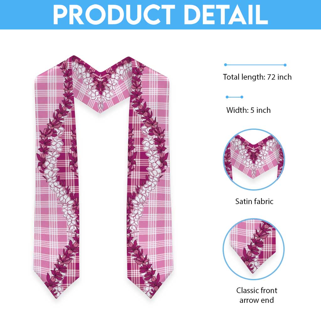 Pink Hawaii Palaka Graduation Stole Hawaiian Honohono Lei