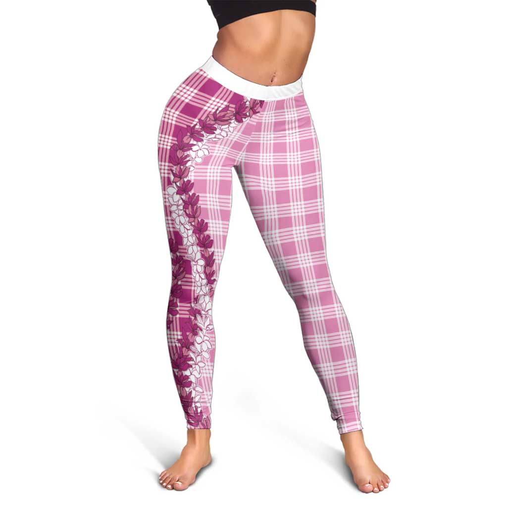 Pink Hawaii Palaka Leggings Hawaiian Honohono Lei