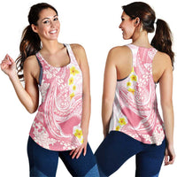 Pink Hawaii Shark Tattoo Women Racerback Tank Puakenikeni Lei Plumeria Polynesian Pattern