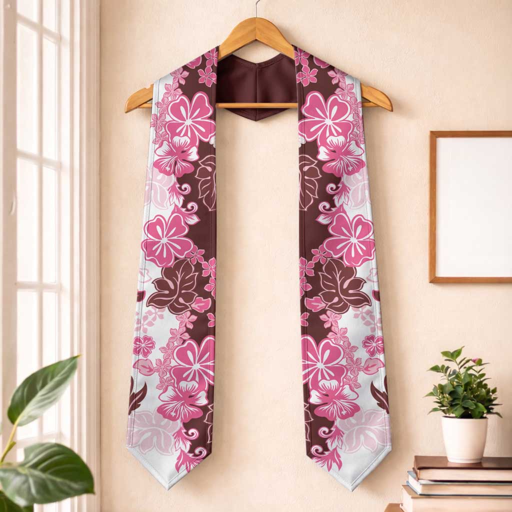 Pink Hibiscus Plumeria Floral Graduation Stole