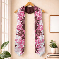 Pink Hibiscus Plumeria Floral Graduation Stole
