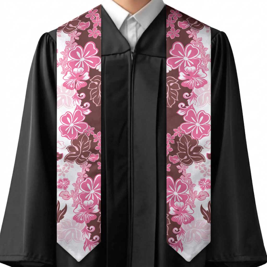 Pink Hibiscus Plumeria Floral Graduation Stole
