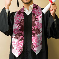 Pink Hibiscus Plumeria Floral Graduation Stole