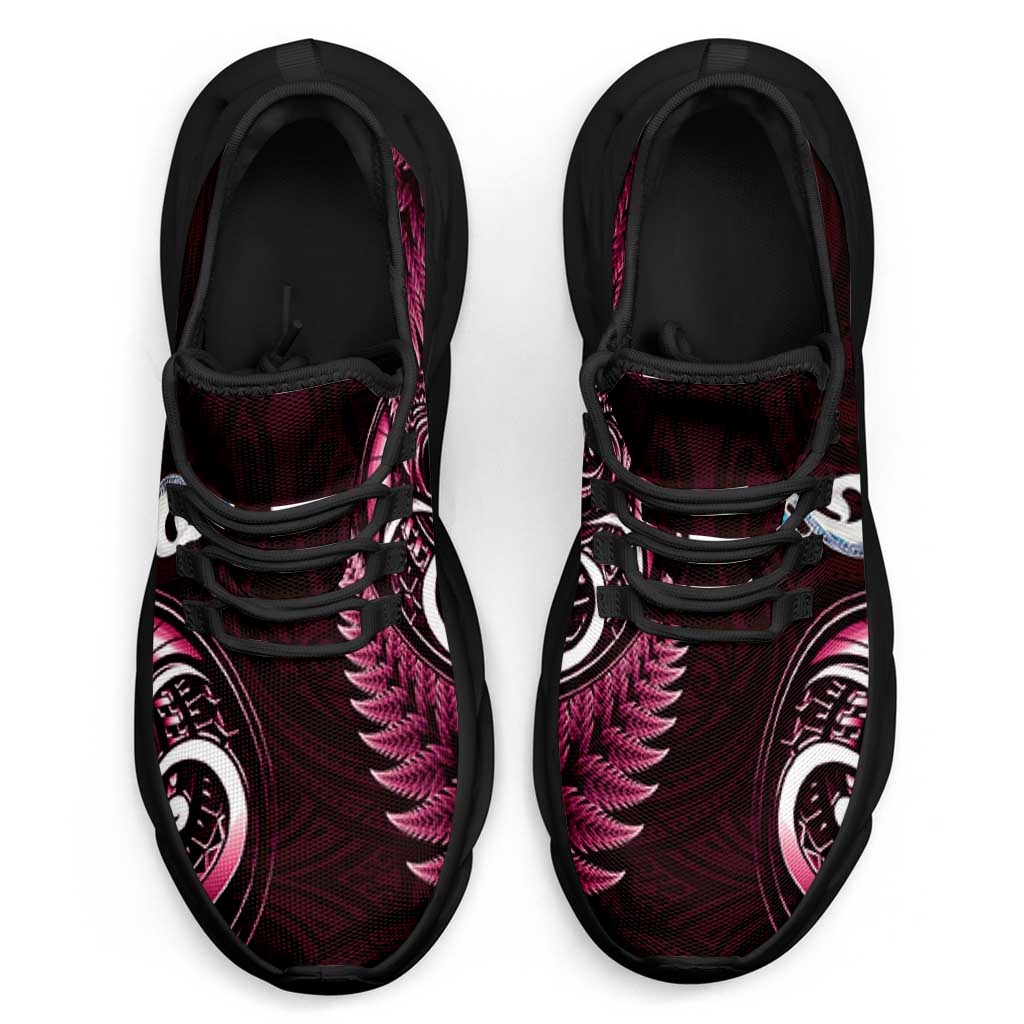 Pink New Zealand Clunky Sneakers Aotearoa Silver Fern With Manaia Maori Unique