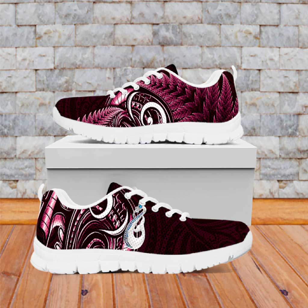 Pink New Zealand Sneakers Aotearoa Silver Fern With Manaia Maori Unique