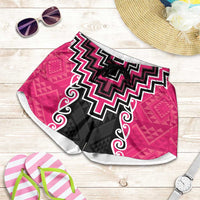 Pink Niho Taniwha Mix Poutama Shorts for Women Unique Taniko Aotearoa LT01 Pink - Polynesian Pride