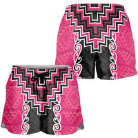 Pink Niho Taniwha Mix Poutama Shorts for Women Unique Taniko Aotearoa LT01 - Polynesian Pride